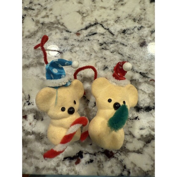 Vintage Christmas Ornament Koala Bears Set of Two Mid Century Kitschy Kitschmas - Picture 1 of 4